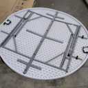 Fivenl 5 FT Round Folding Tables White Foldable Table, Fold-in-Half with Carrying Handle Portable Plastic Table for Party, Dining, Wedding, Camping, Picnic, Indoor Outdoor Events