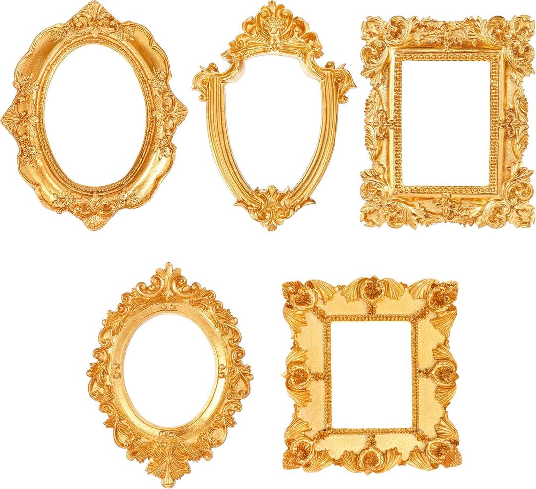 10 Pcs Mini Picture Frames, Small Antique Vintage Photo Frameval Rectangle Wall Hanging for DIY Jewelry Display Photo Holiday Party Home Wedding Decor
