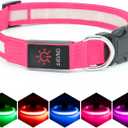 Vizpet LED Dog Collar, Light Up Dog Collar Adjustable USB Rechargeable Super Bright Safety Light Glowing Collars for Dogs (Medium, Pink) (Medium[14.96-19.68 inch/38-50cm])