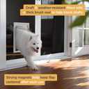 Hakuna Pets Deluxe Aluminum Pet, Cat and Dog Door with 2-Way Locking Panel for Screens, Doors and Walls up to 2.8" Thick, Large, White