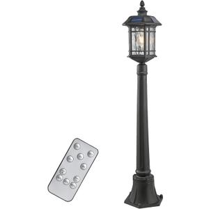 Solar Lamp Post Light with Water Ripple Glass Dusk to Dawn Outdoor Post Lights Hard Wired Waterproof 41 Inch Large Aluminum Solar Pole Lights Include Remote Control and LED Bulb (Black)