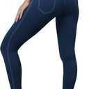 VOOVEEYA Jeggings for Women High Waist, Leggings with Pockets Tummy Control Plus Size Stretchy Jeans Leggings (Large, Navy Blue)