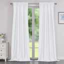 Chyhomenyc Uptown White Faux Silk Curtains 96 Inch Length 2 Panels for Bedroom, Shiny Luxury Light Filtering Slub Textured Soft Fabric Rod Pocket Window Drapes, Each 40x96 Inches, 8 FT
