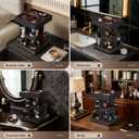 Spinning Cologne Organizer for Men, 3-Tier Wooden Perfume Organizer Rotating with Velvet Lining, Cologne Stand for Men for Dresser, Desk, Bathroom, Valentine's Day Gifts for Husband (Black)