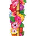 Beistle Jointed Floral Tiki Torch Photo Prop Backdrop, 4'- Beach Hawaiian Luau Wall Decoration, Summer Party Supplies Cut Out