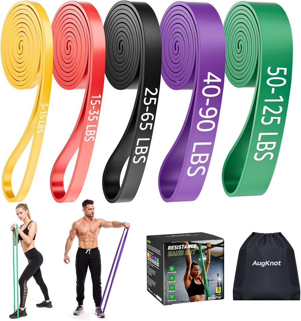 Resistance Bands for Working Out: 5-Levels Exercise Bands Set - Pull Up Assistance Elastic Silicone - Physical Therapy/Stretching/Training - Home Gym for Women/Men