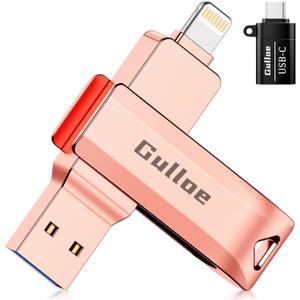 Gulloe 512GB USB Flash Drive Intended for iPhone iPad, Memory Stick Storage for Photos and Videos Backup, Compatible with iPhone iPad Android PC, Plug and Play, No Application Required (Rose Gold)