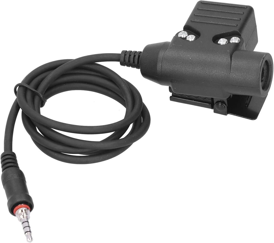 ASHATA U94 PTT Tactical Headset Adapter, U94 PTT Tactical Push to Talk Adapter Connector 1 Pin for YAESU Vertex VX6R/VX7R Walkie Talkie, 3.3ft