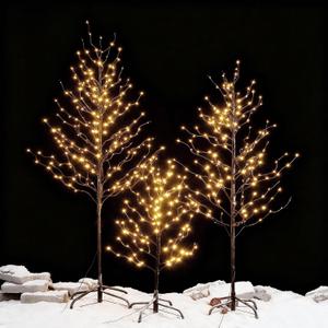 Lightshare Set of 3 Star Light Trees Christmas Decorations, Including 3 feet, 5 feet, and 6 feet, Warm White Christmas Tree, Brown Branch