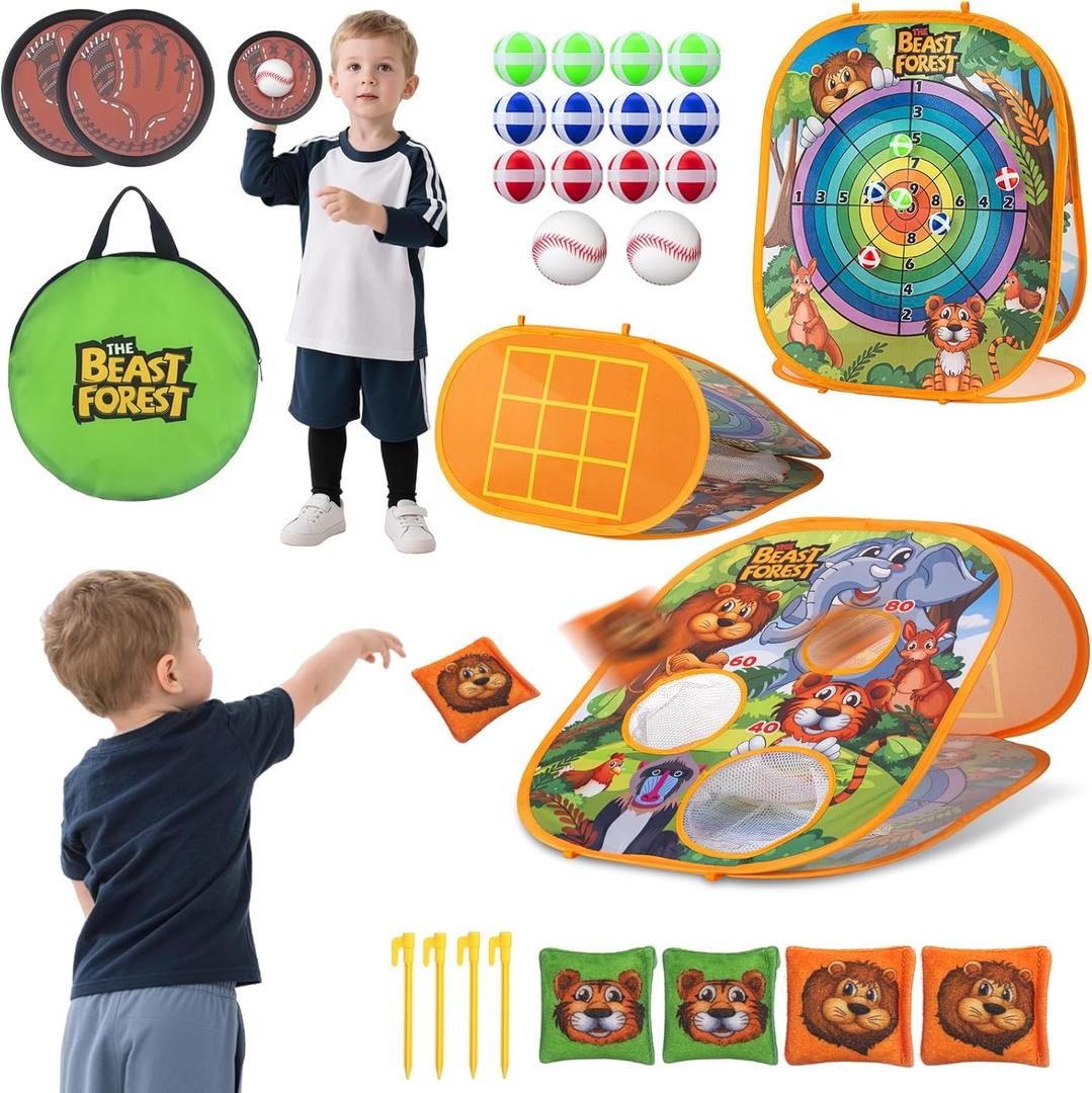 Bean Bag Toss Game Sets for Kids, Toss and Catch Ball Setfor Kids Outdoor Baseball Toys for Toddlers Carnival Games for 3 4 5 6 7 Years Old Boys and Grils Backyard Outdoor Toy