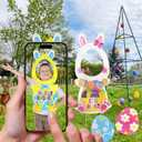 Easter Face Yard Signs with H-Stakes, Large Easter Bunny & Chick Outdoor Lawn Decorations for Yard Photography Egg Hunt Sign Waterproof Photo Props