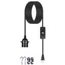 Plug in Pendant Light Cord - 16Ft Hanging Light Kit E26/E27 Light Socket Hanging Lantern Lamp Cord with On/Off Switch,Socket Rings, 1 Pack, Black