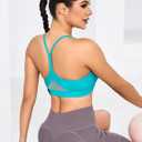 RUNNING GIRL Y-Back Sports Bras for Women, Medium Impact Wirefree Padded Bra Workout Crop Top Longline Sports Bra Push up (Blue, XXL)