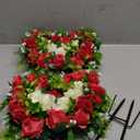 Lodou 2 Sets Artificial Cemetery Flowers, Grave Memorial Flowers with Ground Spike,Heart Shaped Wreaths Rose Flowers for Artificial Rose Decoration for Cemetery Headstones Gravesites (red)