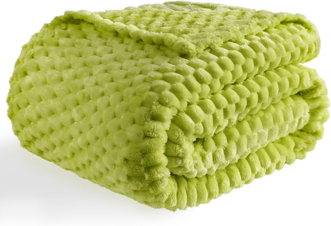 Bnuitland Fruit Green Flannel Throw Blanket (50X70 inches), 300 GSM Fleece Cozy Warm Soft Home Decor Lightweight Bed Sofa Blanket for Adults, Suitable for All Seasons.