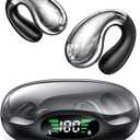 Boytond Ultra Open Ear Earbuds, Comfort Clip On Earbuds, Wireless Bone Conduction Headphones with Bluetooth 5.3, Fast Charging Fast Charging for Running, Sports, and Travel, Crystal Black