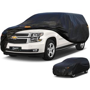 Kayme 7 Layers SUV Car Cover Waterproof All Weather, Outdoor Large SUV Cover Rain UV Protection, Universal Fit for Chevrolet Chevy Suburban, GMC Yukon XL, Lincoln Navigator LWB (215-230 inch) (PE-Black)