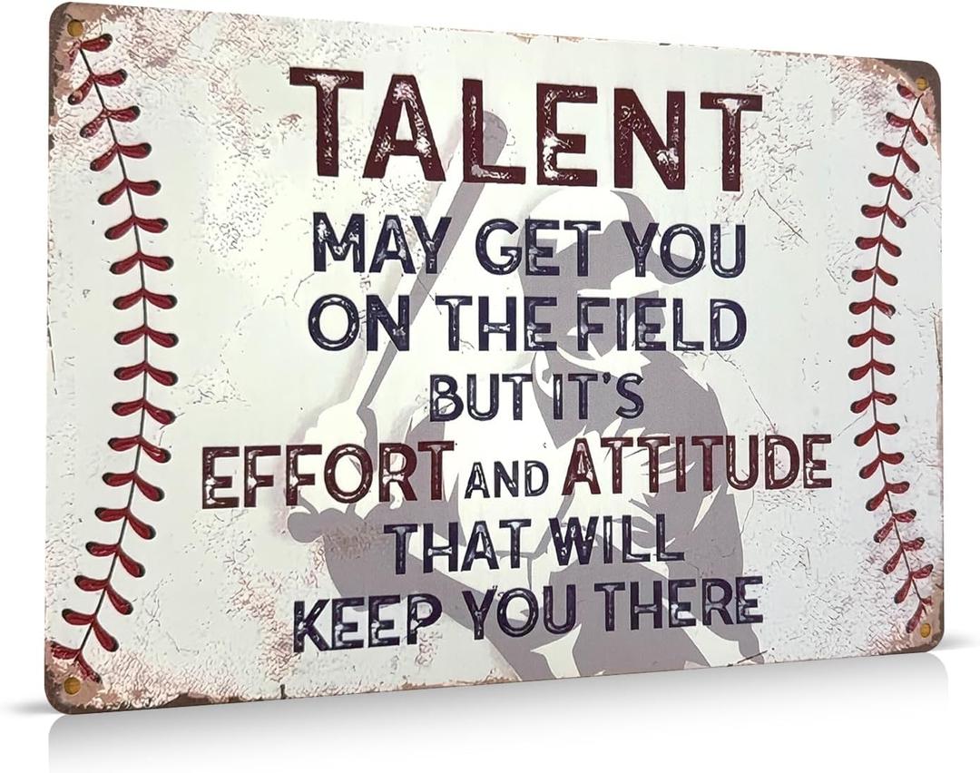 Inspirational Baseball Sign for Boys Room Decor, Vintage Baseball Gifts for Boys, Motivational Quote Sign, Sports Wall Art for Boy Bedroom Decorations, 8x12 Inch