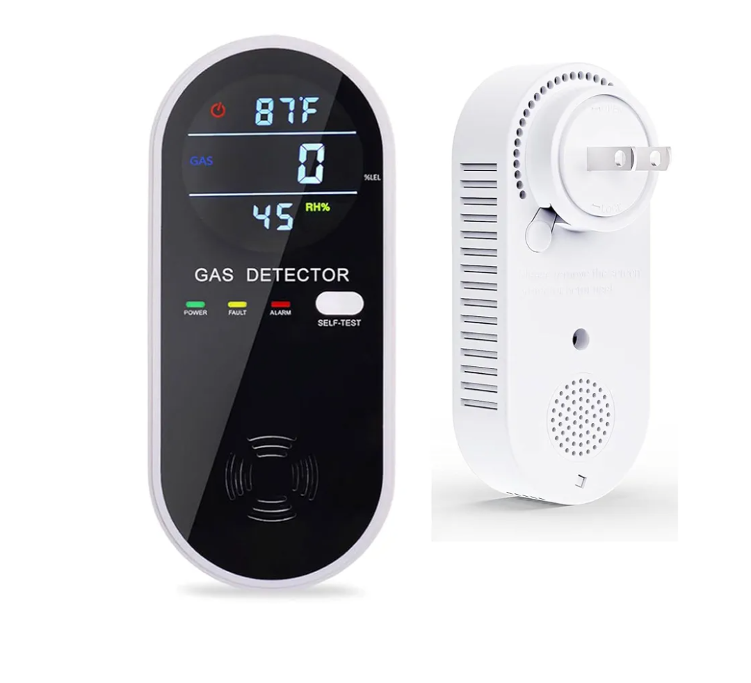 Natural Gas Detector, 3 in 1 Plug-in Propane Gas Detector(Gas, Temperature and Humidity Display), Combustible Gas Detector for Home & RV Gas Leak Detector for LNG, LPG, Methane