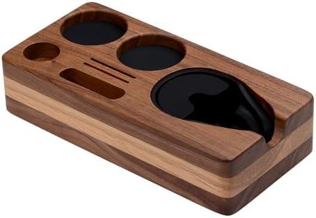 Normcore Espresso Tamping Station, Natural American Walnut Coffee Tamper Station Base Holder Stand for 54/58mm Portafilter, Tamper, and Distributor, Puck Screen Espresso Accessories