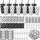 Hollowfly 122-piece Volleyball Party Favor Set Includes Cups with Straws, Mini Stress Balls Keychains, Slap Bracelets, Hair Ties, Stickers, a Makeup Bag, and More for Birthday Parties