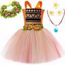 Island Princess Tutu Costume for Girls–Tropical Dress Up with Floral Headband for Toddler Kids Birthday or Halloween, Size 5-6T