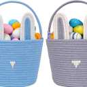 CubesLand Baby's First Easter Basket Set  2Piece Empty Easter Egg Hunt Basket for Boys & Girls, Cute Bunny Rabbit Buckets with Ears for Kids, Toddlers, Children