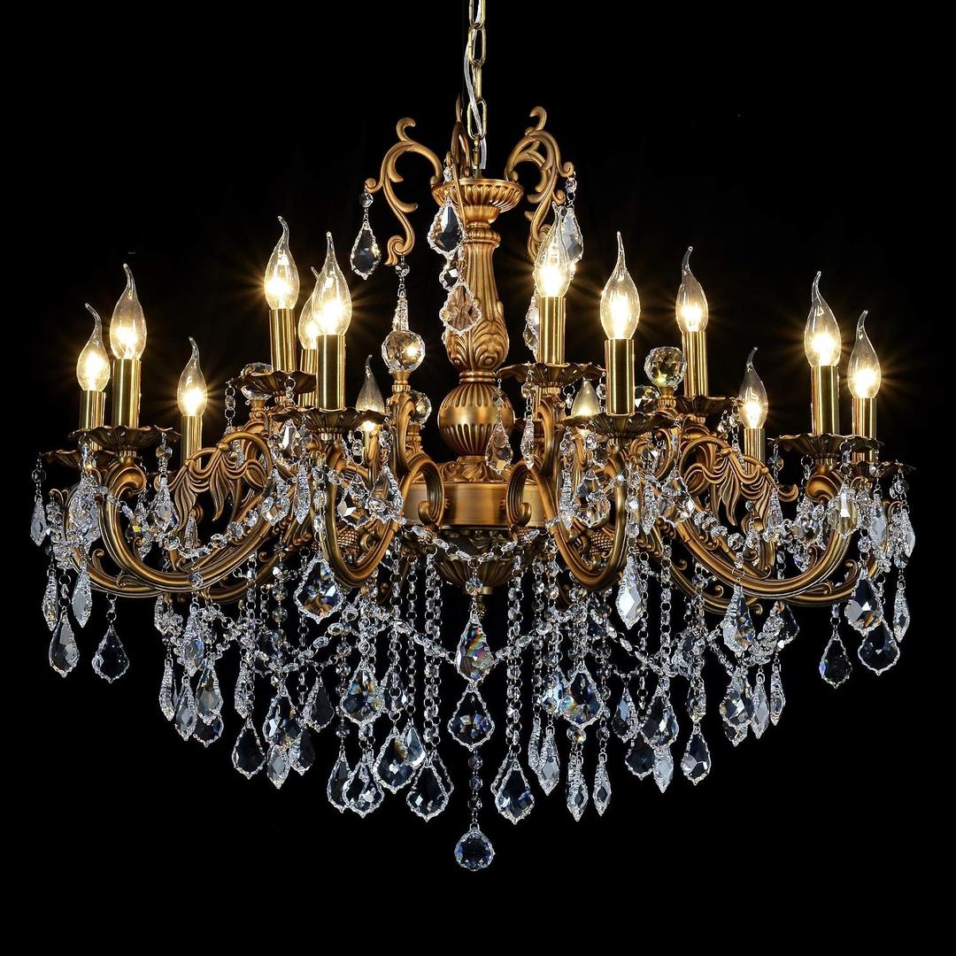 Crystal Chandeliers Contemporary Chandelier Island Lighting 15 Lights Candle Pendant Ceiling Light Fixture for Dining Room Living Room Kitchen Bedroom Hallway Entry D35.4
