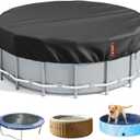 LXKCKJ 15 Ft Round Pool Cover, Solar Pool Covers for Above Ground Pools, Summer Pool Cover Protector with Cover Accessories, PE Tarp Ideal for Waterproof and Dustproof (Black)