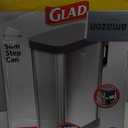 Glad Slim Trash Can with Clorox Odor Protection - Narrow Kitchen Garbage Bin with Soft Close Lid, Step On Foot Pedal and Waste Bag Roll Holder, All Stainless, 45 Liter