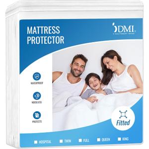 DMI Twin Waterproof Mattress Protector - Fitted, Noiseless Mattress Cover, Soft and Breathable, 39" x 75"x 8", White