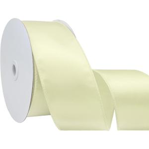 4 x Cream 2.5 Inch 25 Yards Satin Wired Ribbon for Gift Wrapping,Bows Making,Home Decor,Wreaths,Garland,Crafts,Christmas Tree Bows (Ivory)