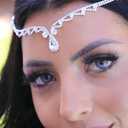 Missgrace Women Bridal Rhinestone Gold Forehead Head Chain Clip Headband Boho Crystal Teardrop Headpiece Hair Jewelry Wedding Prom Party Halloween Festival Hair Accessories for Women (Silver)