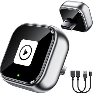 YUHUO Wireless Carplay Adapter, Wired CarPlay to Wireless, Mini USB Design for Car Play&Android Auto, 2025 Upgrade Easy Use Fast Stable Connection for iPhone (Gray)