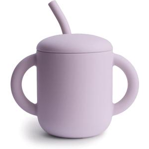 mushie 100% Silicone Training Cup & Straw for Toddlers | 6 Months+ (Soft Lilac)