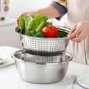 Germany Multifunctional Stainless Steel Basin, Heavy Duty Colander Strainer Set, 3 In 1 Graters Cheese Grater Salad Maker Bowl Drain Basin, Rice Rinser Food Graters w/Container for Kitchen (9.45in)