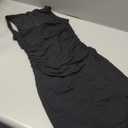 BORIFLORS Women's Sexy Ruched Bodycon Midi Dresses Square Neck Sleeveless Ruffle Hem Club Party Tank Dress Black XS