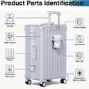 Krute No Zipper Carry On Luggage 20in Suitcase with Cup Holder and Charger
