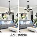 MELUCEE Traditional Chandelier Classic 5 Lights Farmhouse Pendant Light Black with Clear Glass Shade, Dining Room Lighting Fixtures Hanging Bedroom Chandelier Foyer Lighting