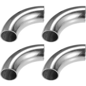 X AUTOHAUX 4 Pcs OD 1 Inch 90 Degree Mandrel Bend Elbow SS304 Stainless Steel Bend Tube Exhaust Elbow Pipe for Car Modified Exhaust System 1" Piping Silver Tone