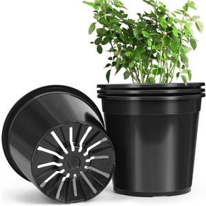 4pcs 10 Gallon Pots for Plants, 10 Gallon Plastic Nursery Pot with Drainage Holes, Planter Seedling Pots for Nursery Garden, Flowers, Succulent Outdoor Indoor (10 Gal- 4 Pack)