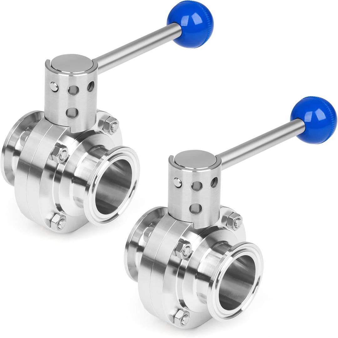 2 Inch Butterfly Valve Sanitary 2 Pcs Stainless Steel 304 with Pull Handle Tri Clamp Butterfly Valve