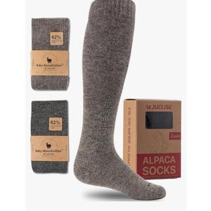 Alpaca Wool Heavyweight 15-25 mmHg Knee High Compression ​Support Socks Thick Winter Thermal Warm Soft Travel Flying