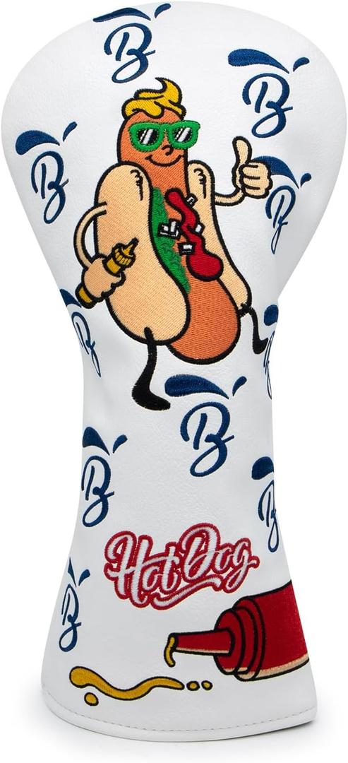 Golf Club Covers, Hot Dog Golf Driver Cover Fariway Wood Headcovers Hybrid Head Covers 3 Wood Headcover Leather Golf Headcover with Number Tag for Scotty Cameron Odyssey Taylor made All Brand