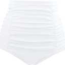 Tempt Me Women's High Waisted Swimsuit Bottom Tummy Control Ruched Bikini Bottom Vintage Swim Bottom Tankini Briefs (Large, White)