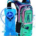 Sojourner Hydration Pack, Hydration Backpack - Water Backpack with 2l Hydration Bladder, Festival Essential - Rave Hydration Pack Hydropack Hydro for Hiking, Running, Biking, Festival Gear (Laser Holographic - Purple)