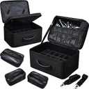 Costravio Makeup Bag Organizer Large Makeup Case Backpack Professional 2 Layers Cosmetic Storage Organizer Brush Slot with 3 Clear Set Bags for Makeup Artists with Shoulder Strap Adjustable Dividers