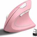 Ergonomic Vertical Wireless Mouse Stylish Rechargeable 2.4G Optical Mice Cordless Mouse with USB Receiver, 800/1200 /1600 DPI, 5 Buttons for Laptop,PC,Mac,Computer (Pink)