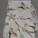 Horaldaily Spring Summer Tablecloth 60x60 Inch Round, Birds Branch Floral Table Cover for Party Picnic Dinner Decor (White)