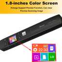 Portable Handheld Scanner Included 16G SD Card, Wand Scanner for A4 Documents Pictures Pages Texts Receipts Books Up to 1050DPI, Colorful LCD Display, Uploads Via USB Cable, No Driver